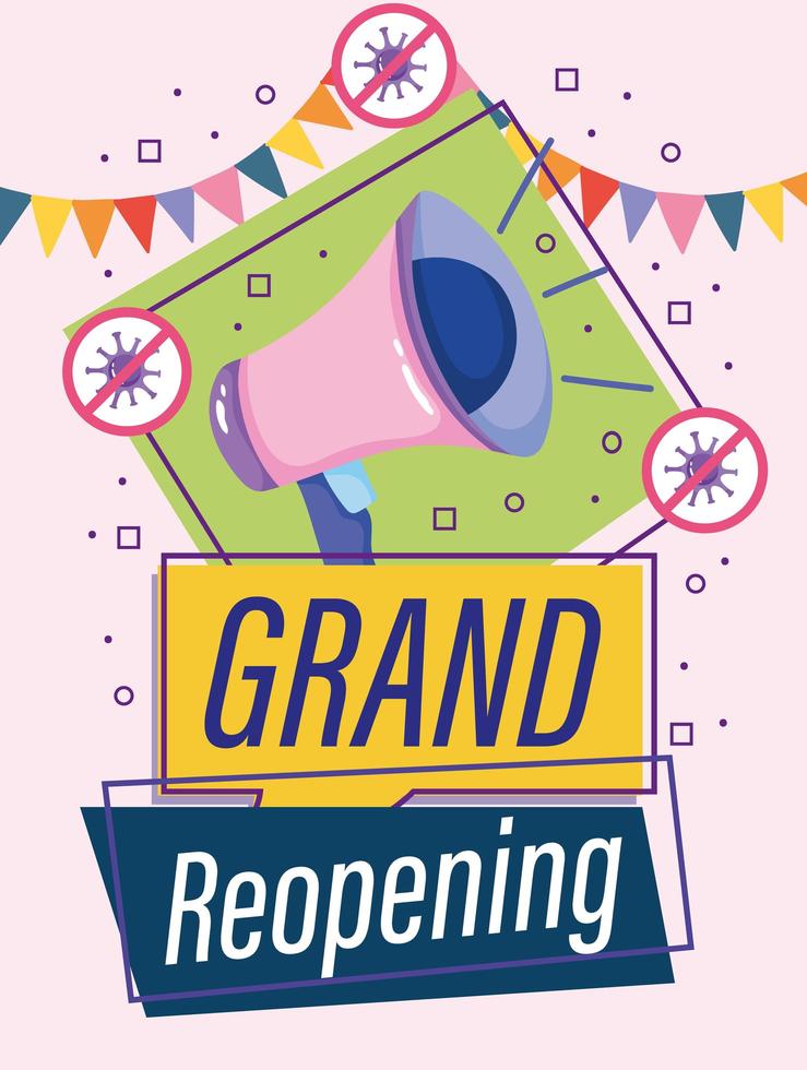 Grand Reopening megaphone marketing announce celebration vector