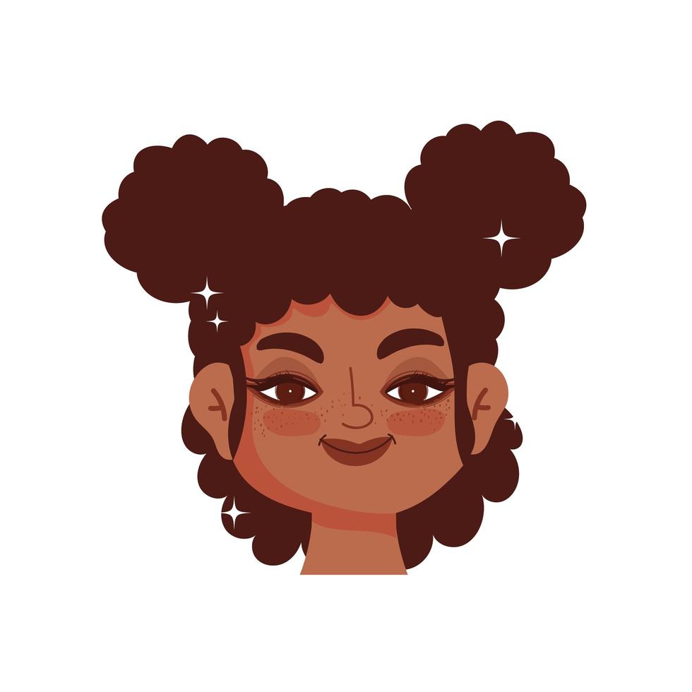 black girl curly hair, afro female cartoon vector