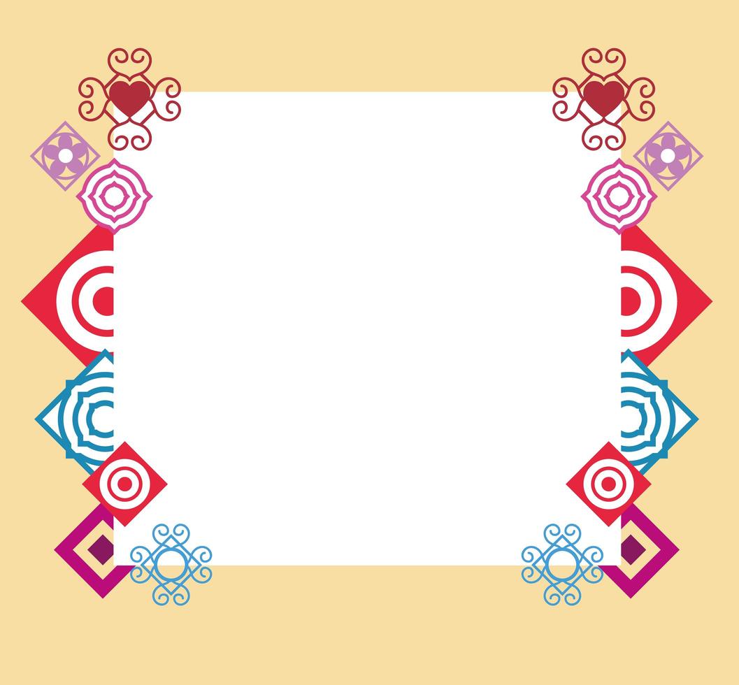 banner en blanco de decoración de elementos geométricos y abstractos vector