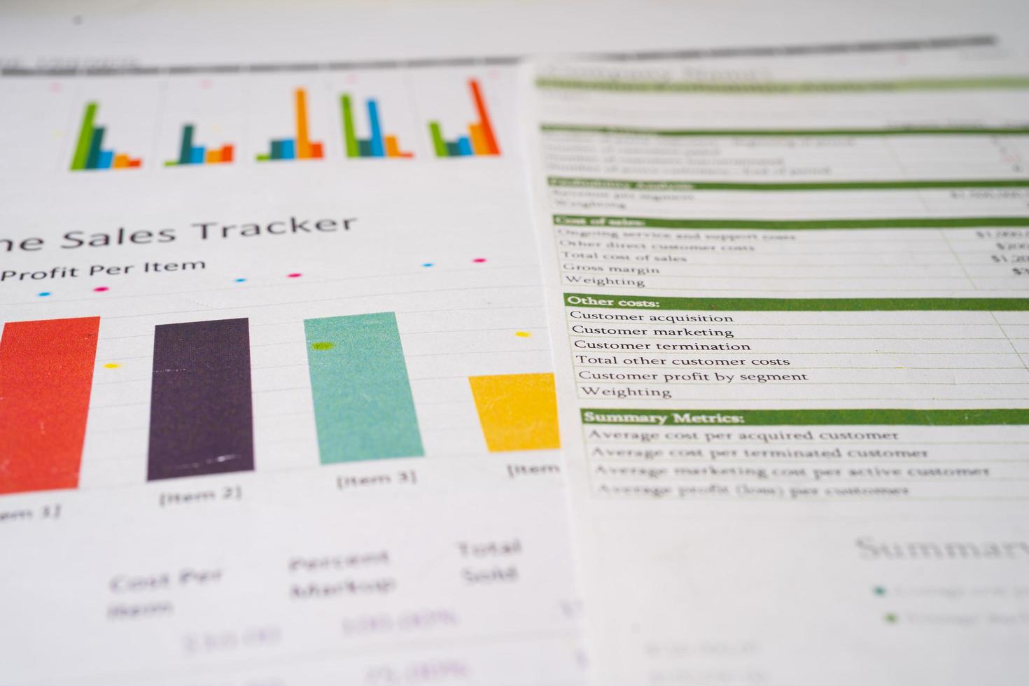 Charts Graphs paper. Financial development, Banking Account, Statistics, Investment Analytic research data economy, Stock exchange Business office company meeting concept. photo