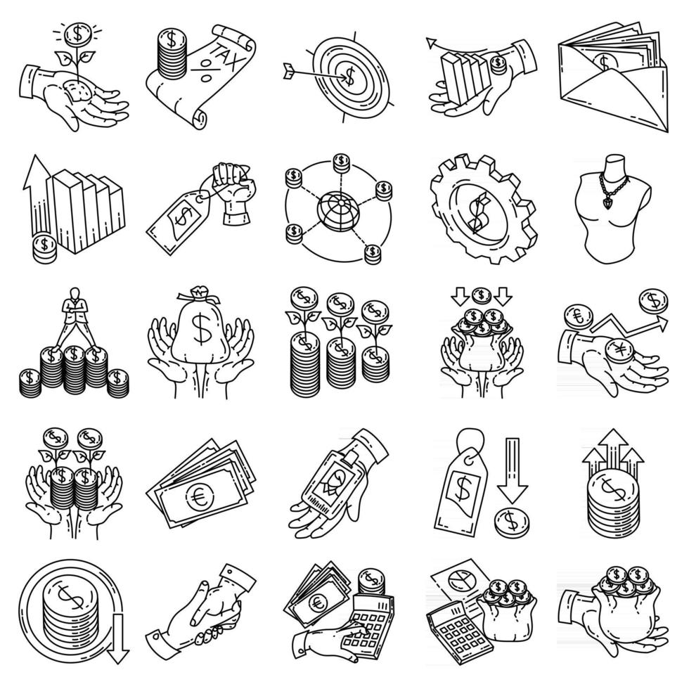 Finance Set Icon Vector. Doodle Hand Drawn or Outline Icon Style vector