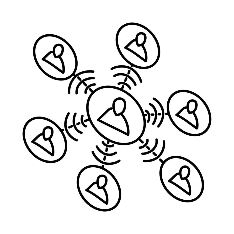 Network Icon. Doodle Hand Drawn or Outline Icon Style vector