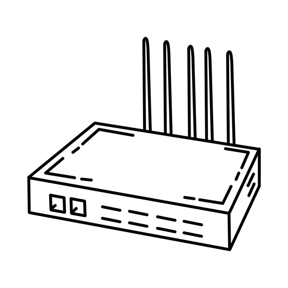 icono de puerta de enlace voip. Doodle dibujado a mano o estilo de icono de contorno vector