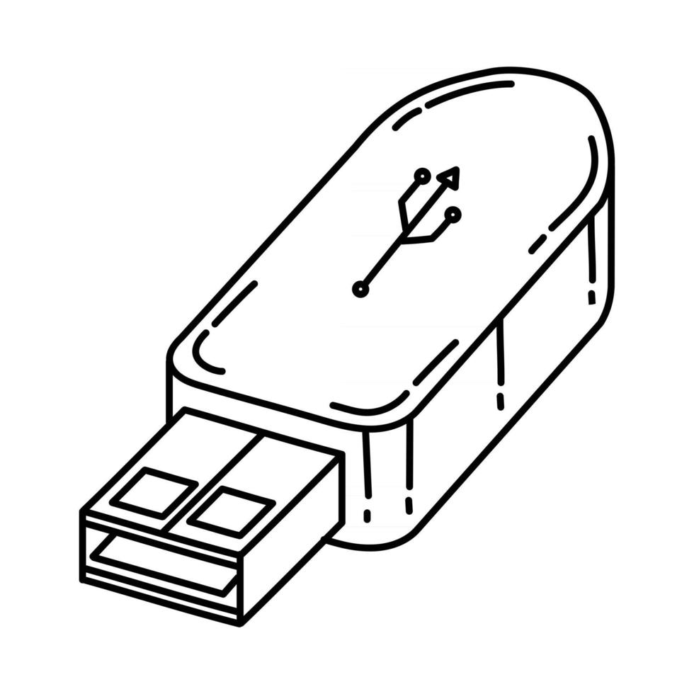 Flash Drive Icon. Doodle Hand Drawn or Outline Icon Style vector