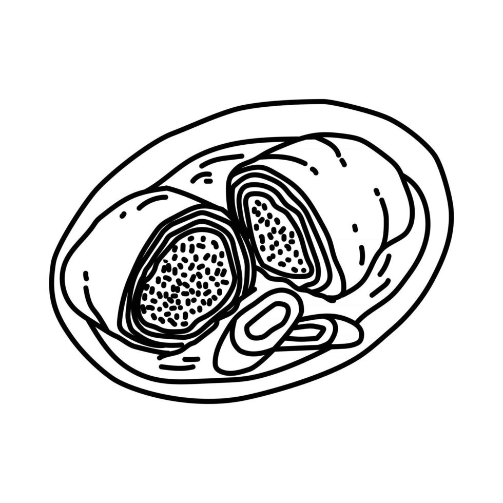 icono de kohlroulade. Doodle dibujado a mano o estilo de icono de contorno vector