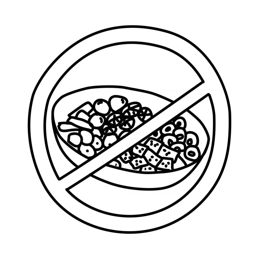 No Eating Icon. Doodle Hand Drawn or Outline Icon Style vector