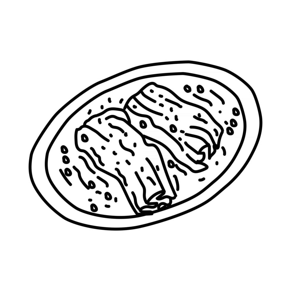 icono de maultaschen. Doodle dibujado a mano o estilo de icono de contorno vector