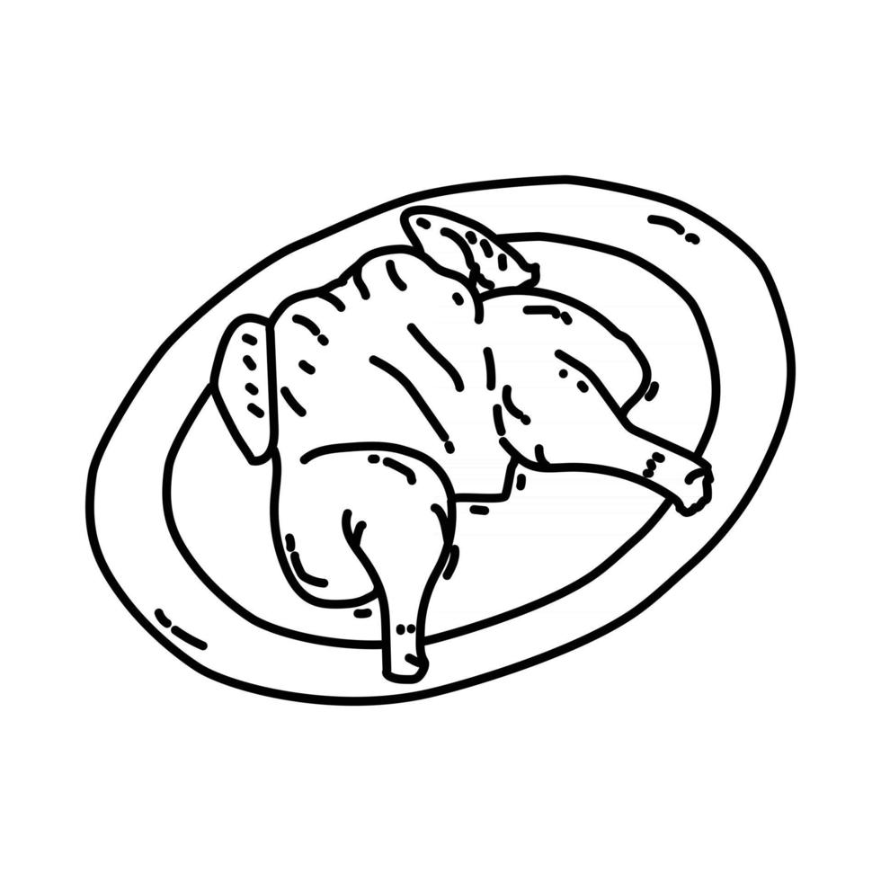 icono de ayam goreng. Doodle dibujado a mano o estilo de icono de contorno vector