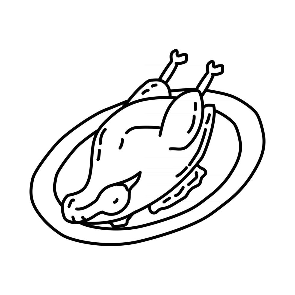 icono de bebek goreng. Doodle dibujado a mano o estilo de icono de contorno vector