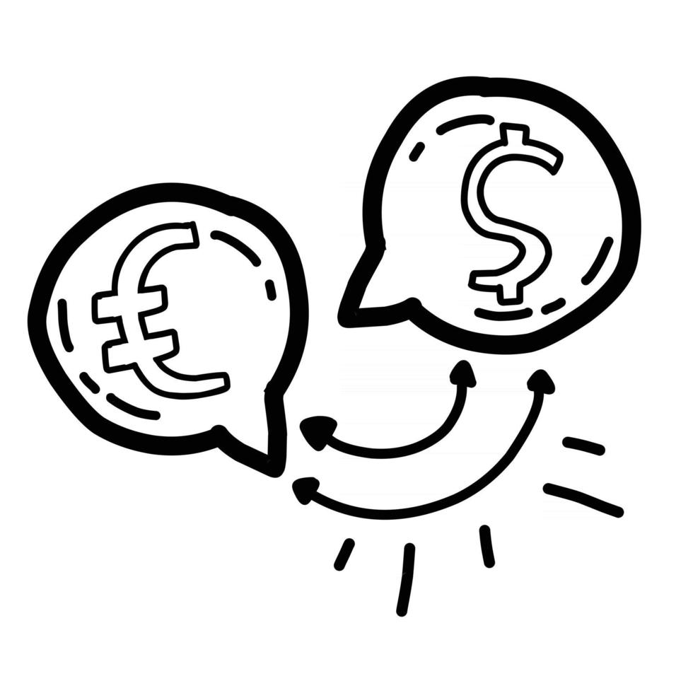 Business currency hand drawn icon design, outline black, vector icon.