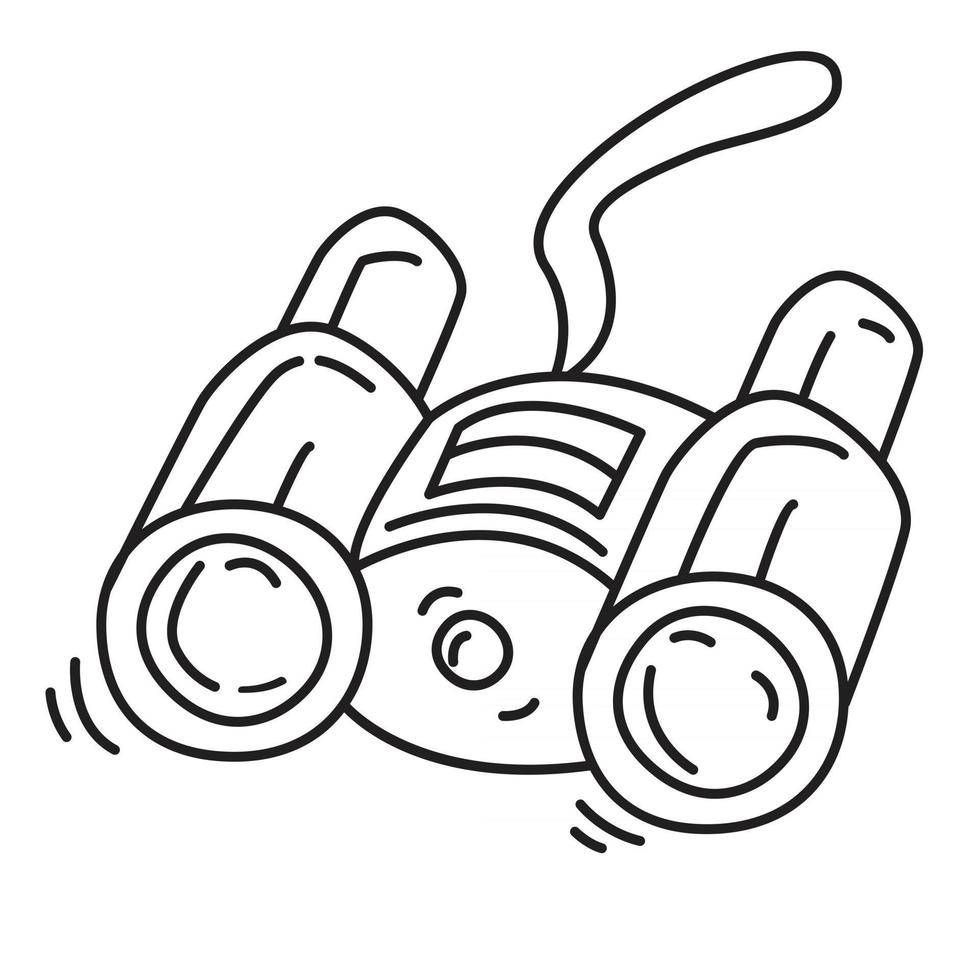 Hiking adventure binocular ,trip,travel,camping. hand drawn icon design, outline black, vector icon.
