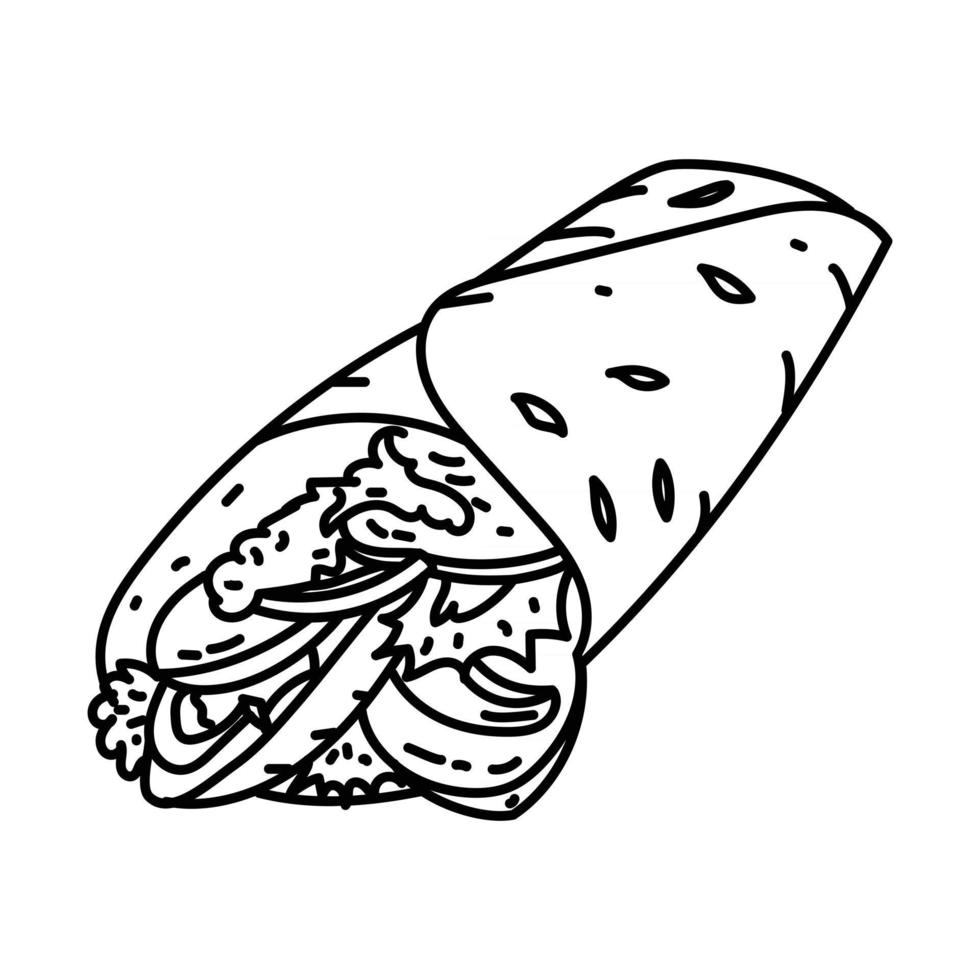 icono de doner kebab. Doodle dibujado a mano o estilo de icono de contorno vector