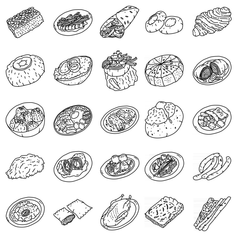 vector de icono de conjunto de comida de Alemania. Doodle dibujado a mano o estilo de icono de contorno