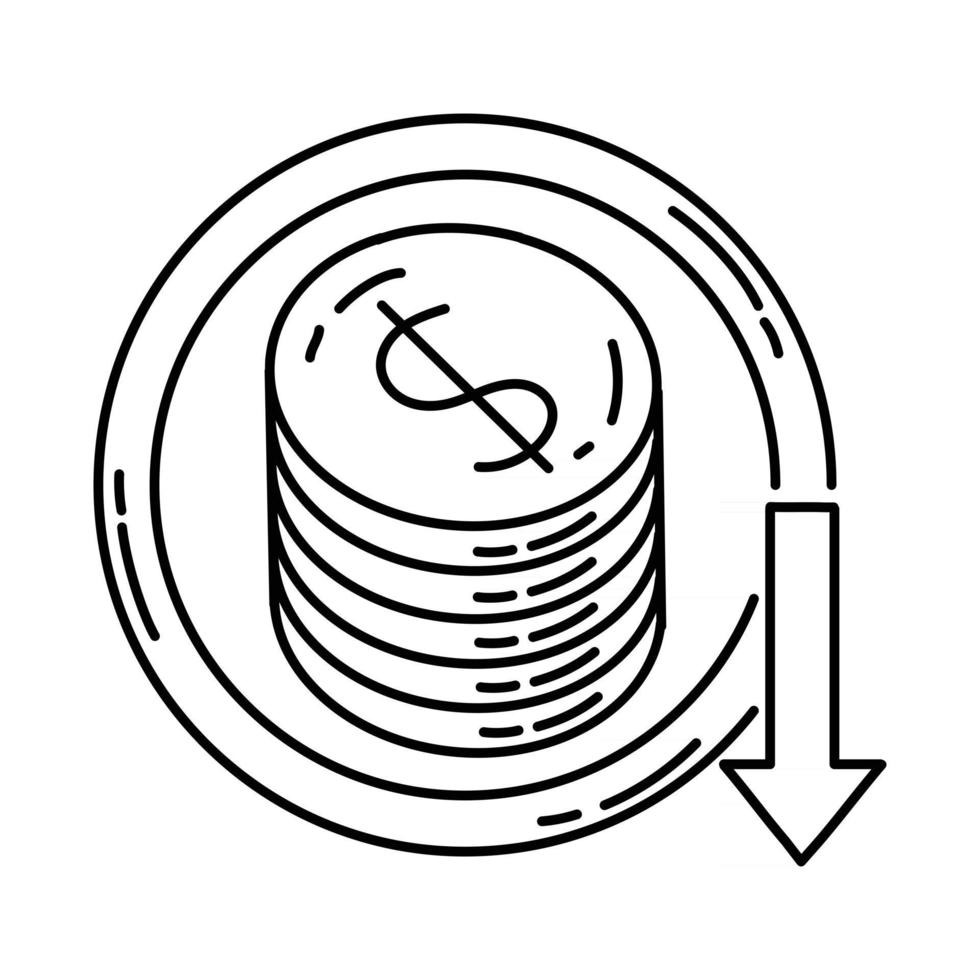 icono de costo. Doodle dibujado a mano o estilo de icono de contorno vector