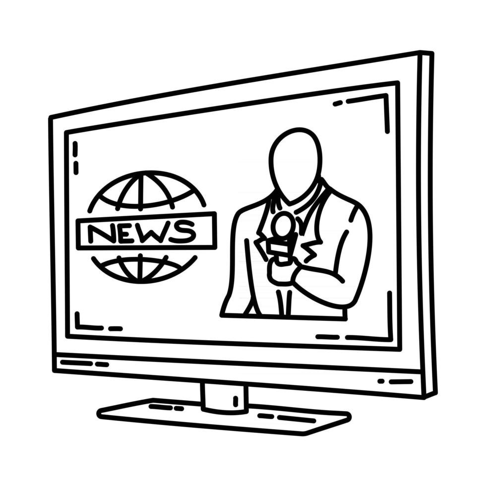 icono de informe de noticias en vivo. Doodle dibujado a mano o estilo de icono de contorno vector