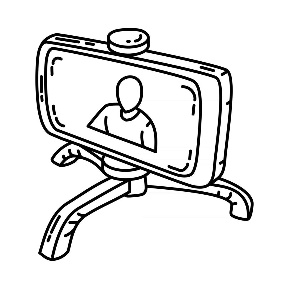 icono de video blogger. Doodle dibujado a mano o estilo de icono de contorno vector