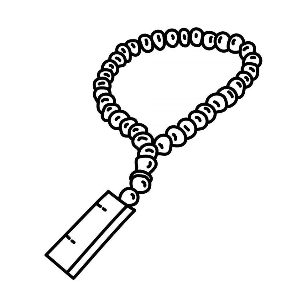 icono de tasbih. Doodle dibujado a mano o estilo de icono de contorno vector