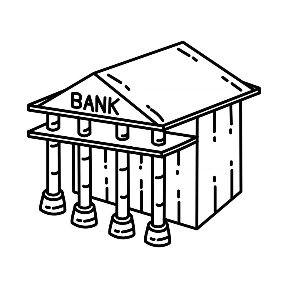 Bank Icon. Doodle Hand Drawn or Outline Icon Style vector