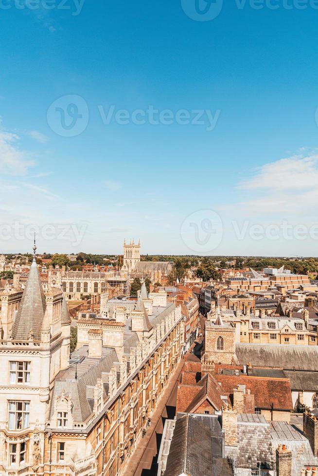 Un alto ángulo de vista de la ciudad de Cambridge, Reino Unido foto