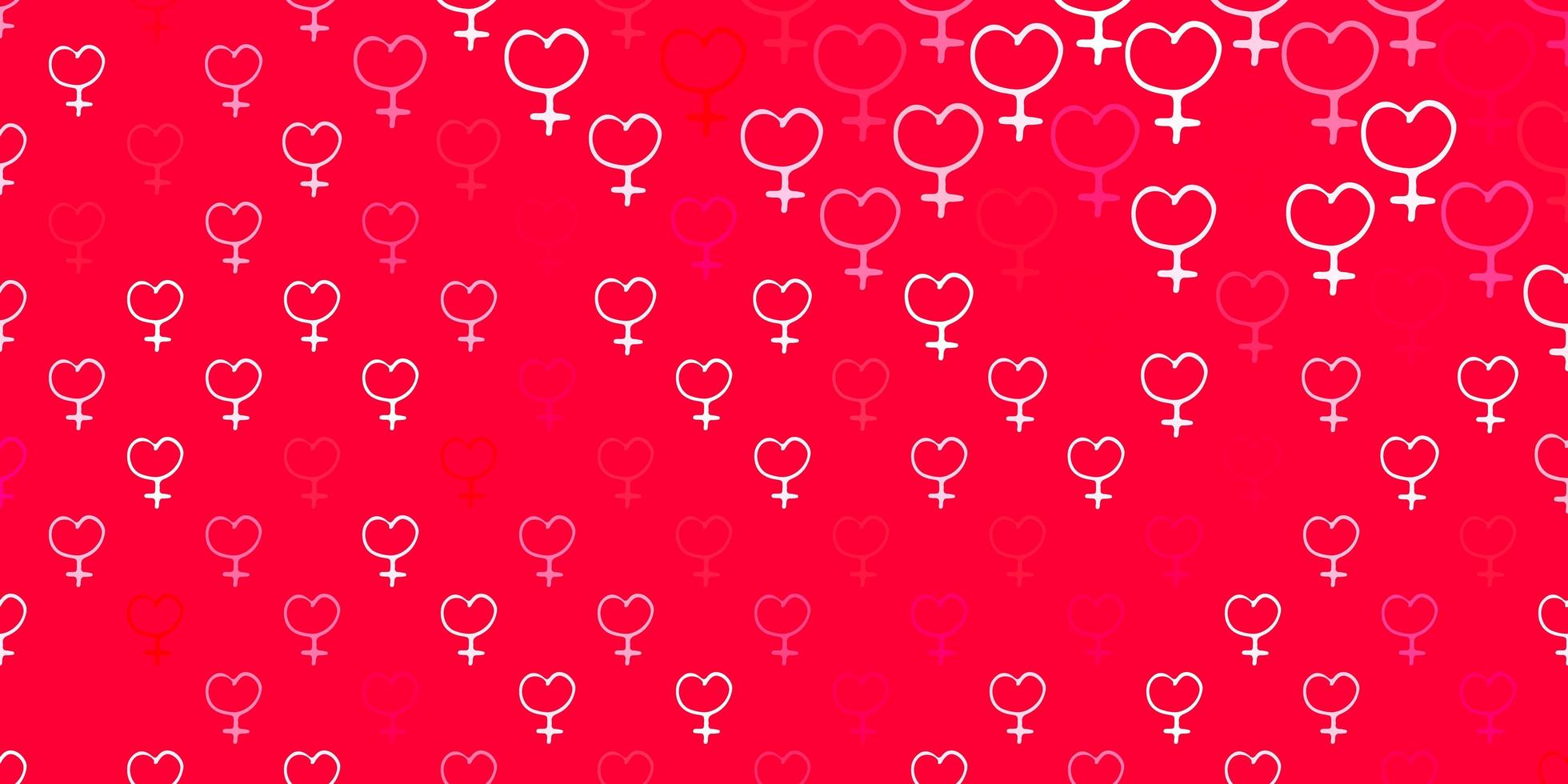 Light Red vector backdrop with woman's power symbols.