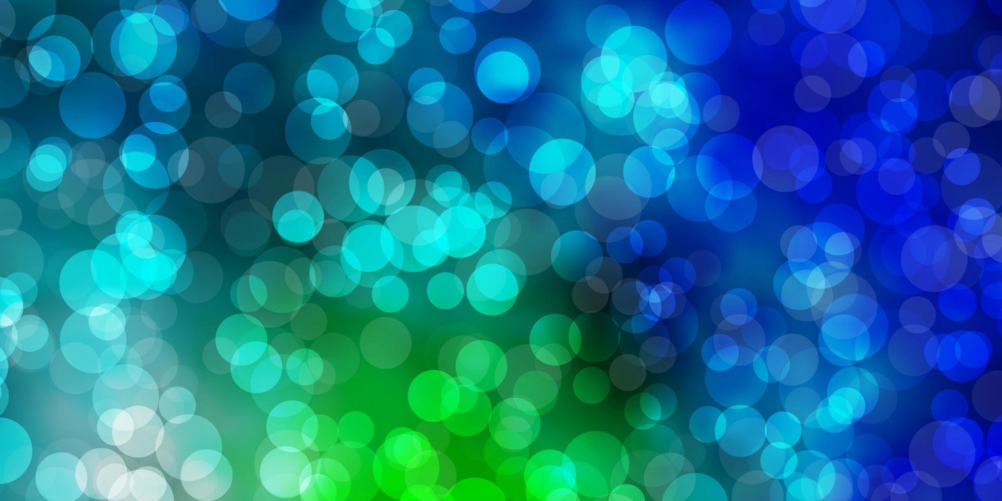 Light Blue, Green vector texture with disks. Glitter abstract illustration with colorful drops. New template for a brand book.