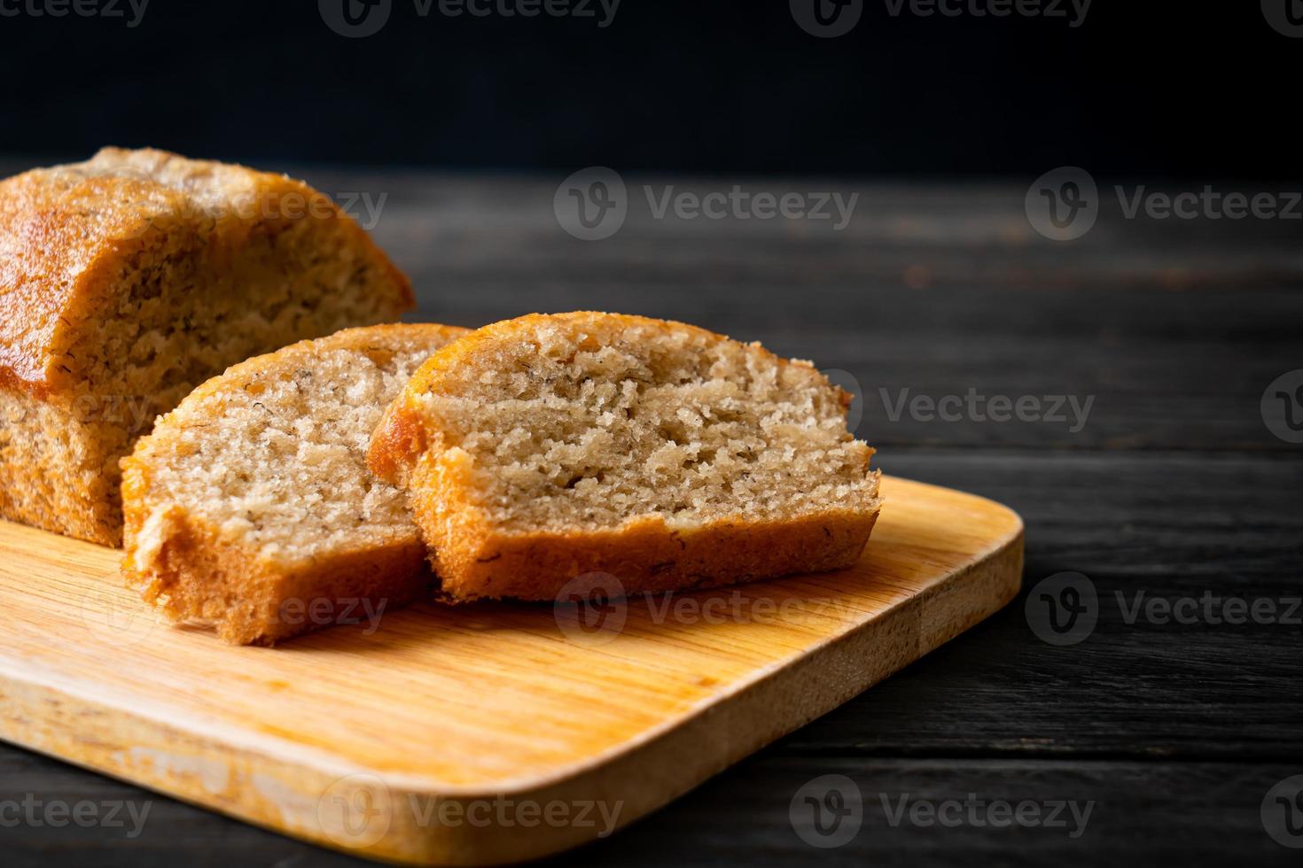 Homemade banana bread sliced photo