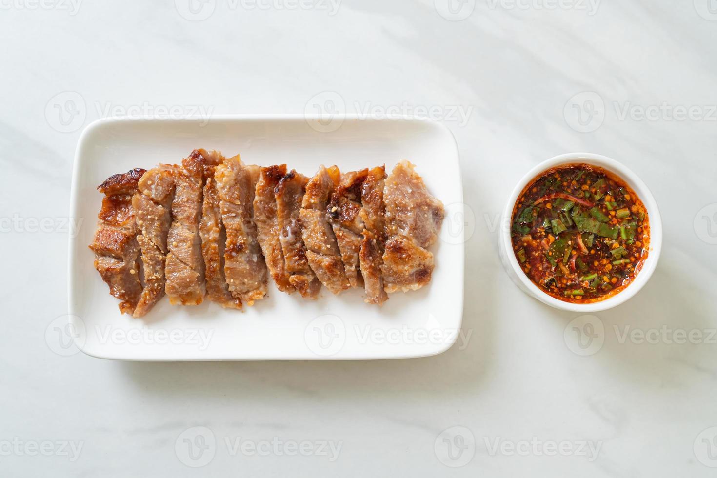 Grilled Pork Neck with Thai Spicy Sauce photo
