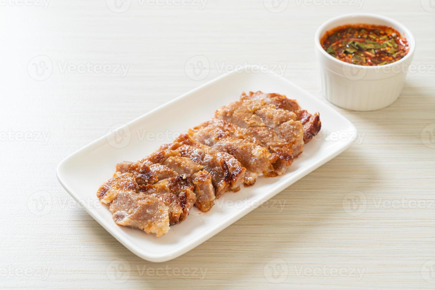 Grilled Pork Neck with Thai Spicy Sauce photo