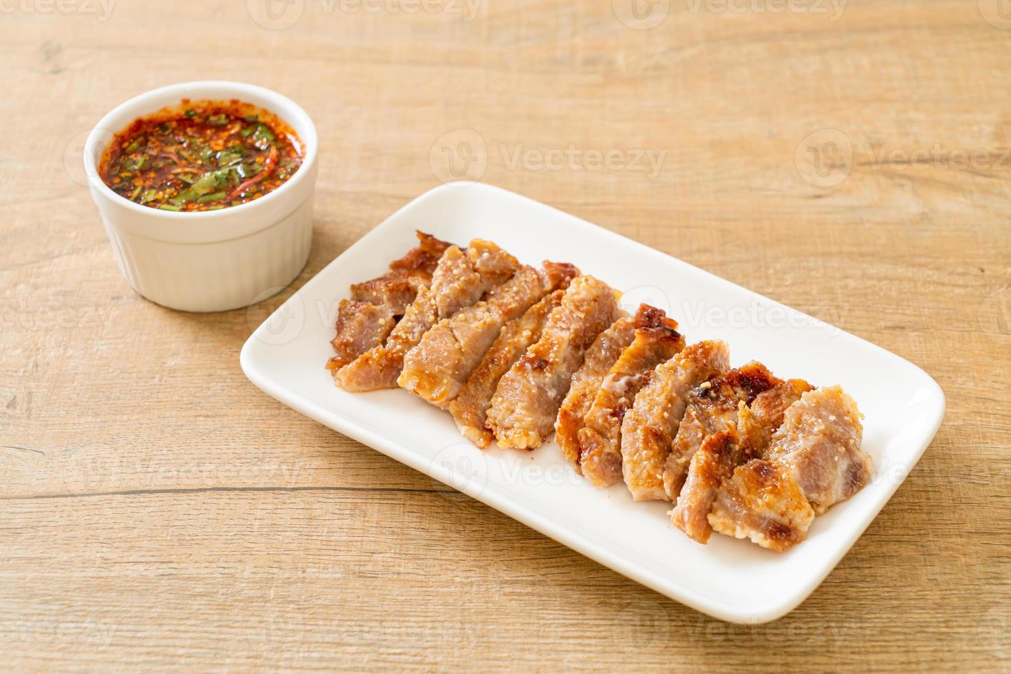 Grilled Pork Neck with Thai Spicy Sauce photo