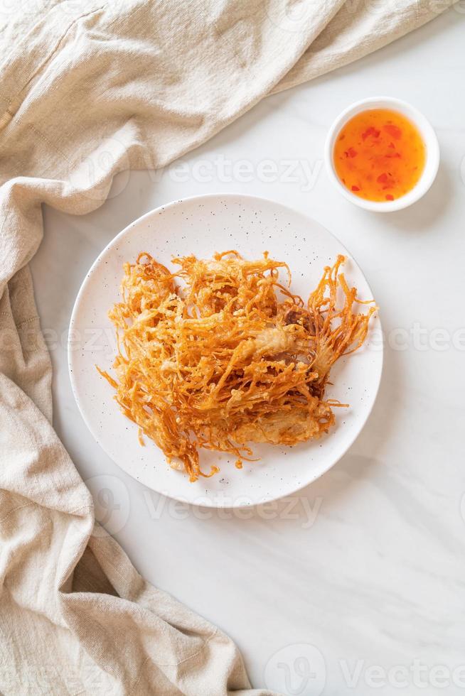 Fried Enoki Mushroom or Golden Needle Mushroom photo