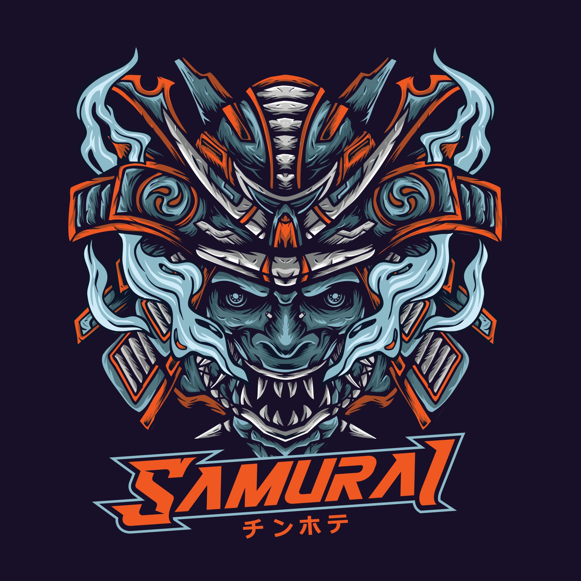 Angry Samurai Mecha Head 2762867 Vector Art at Vecteezy