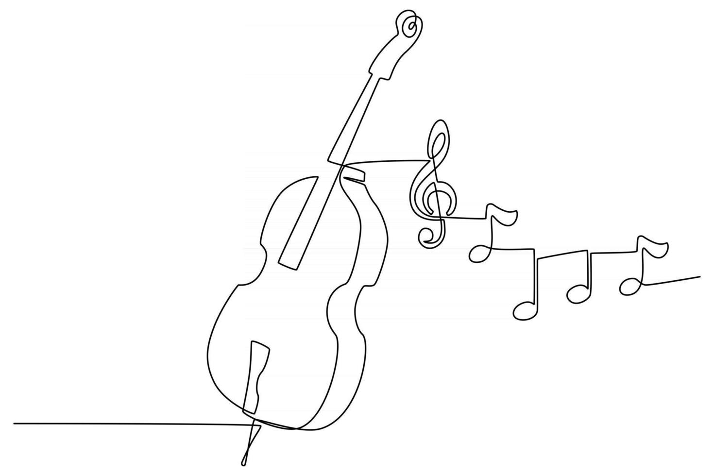 continuous line drawing of an ontrabass musical instrument vector illustration