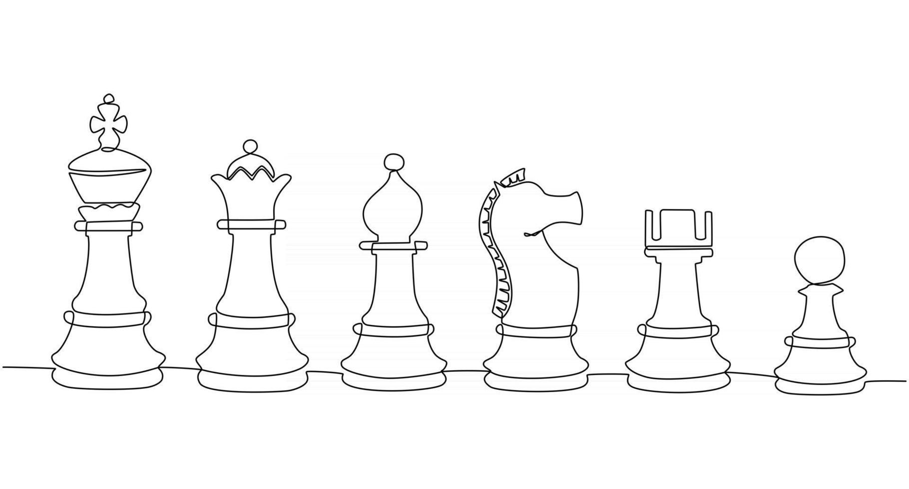 Continuous line drawing of chess figure vector illustration