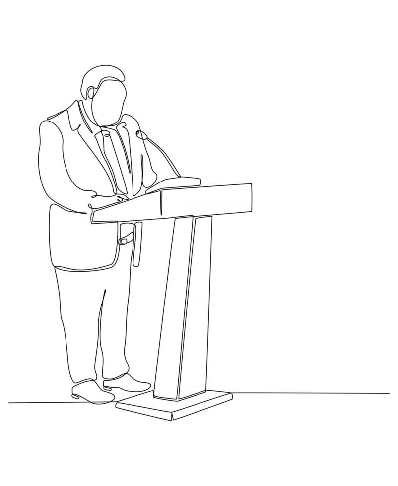 continuous line drawing of public speaker vector
