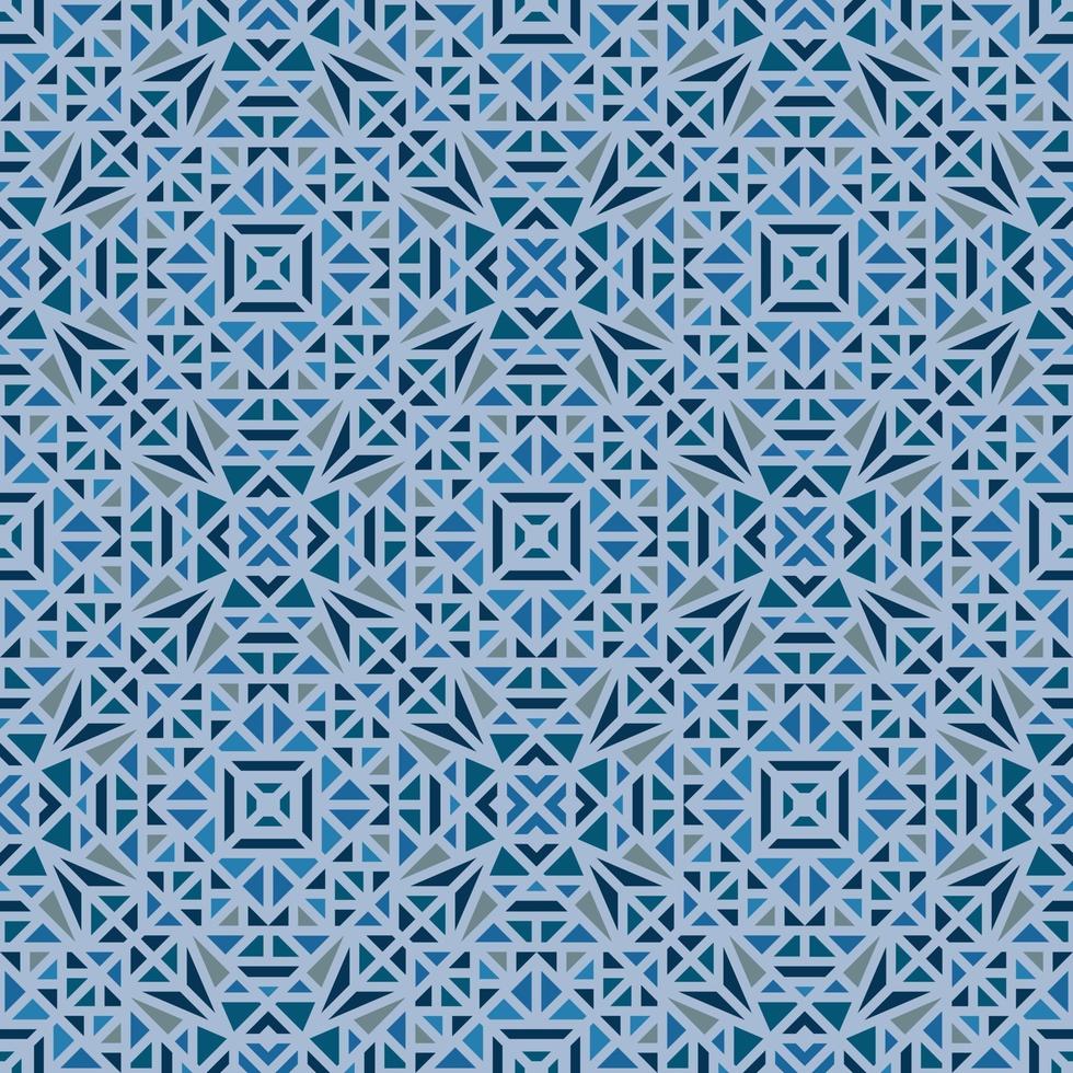Blue seamless background with multi-colored geometric pattern vector