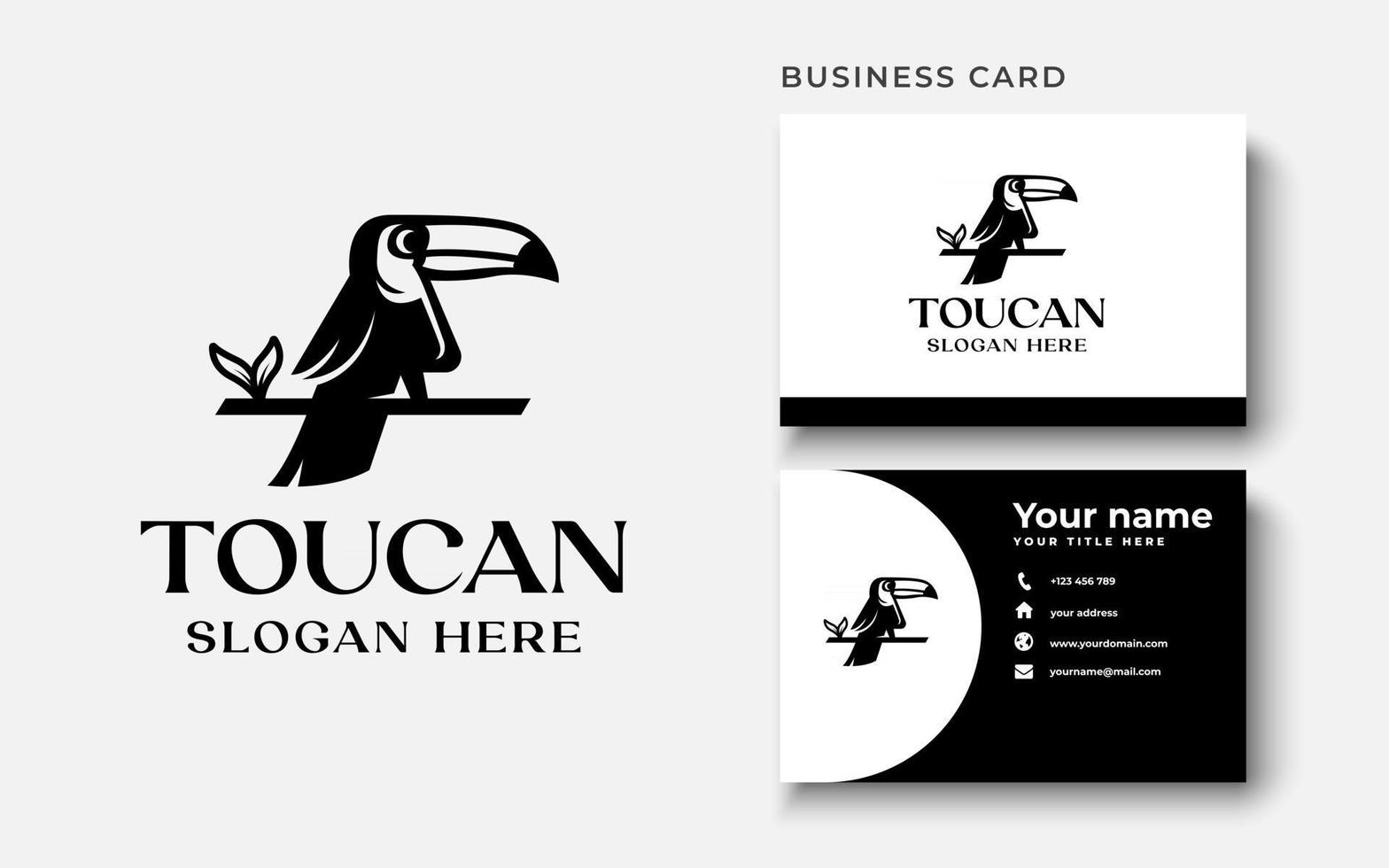 Toucan Bird Logo Template In Isolated White Background Vector Illustration