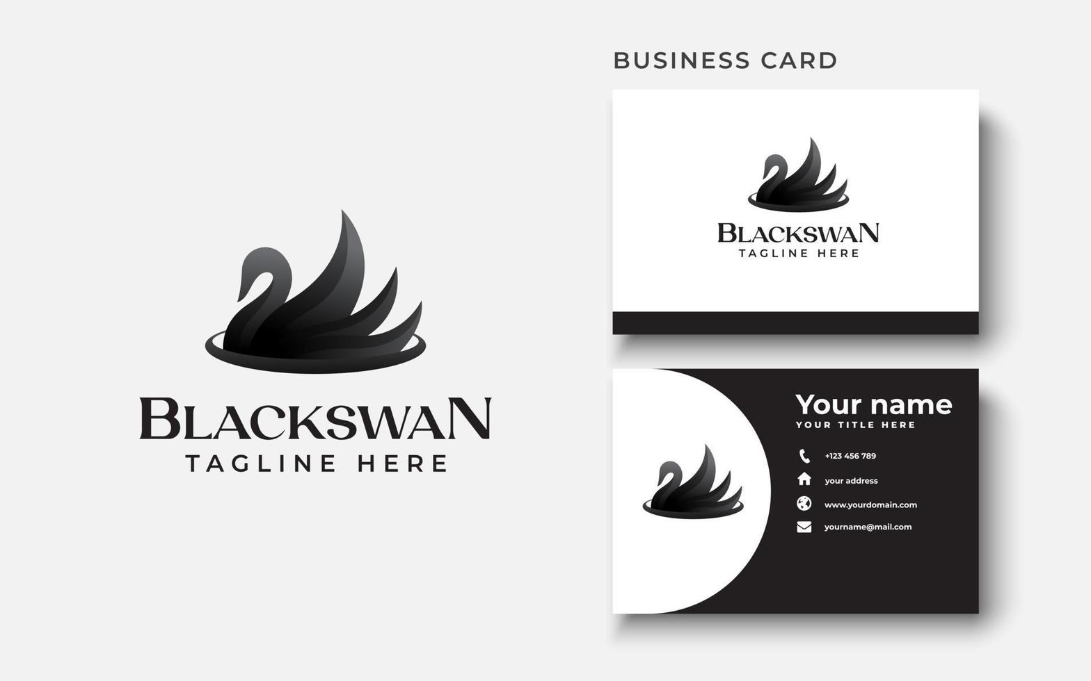 Black Swan Logo Template In Isolated White Background Vector Illustration