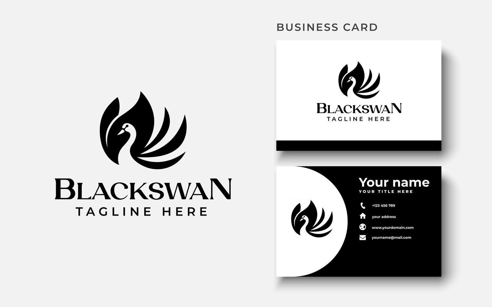 Black Swan Logo Template In Isolated White Background Vector Illustration