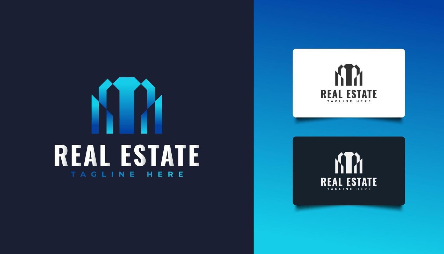 Abstract and Modern Real Estate Logo in Blue Gradient. Construction, Architecture, Building, or House Logo vector