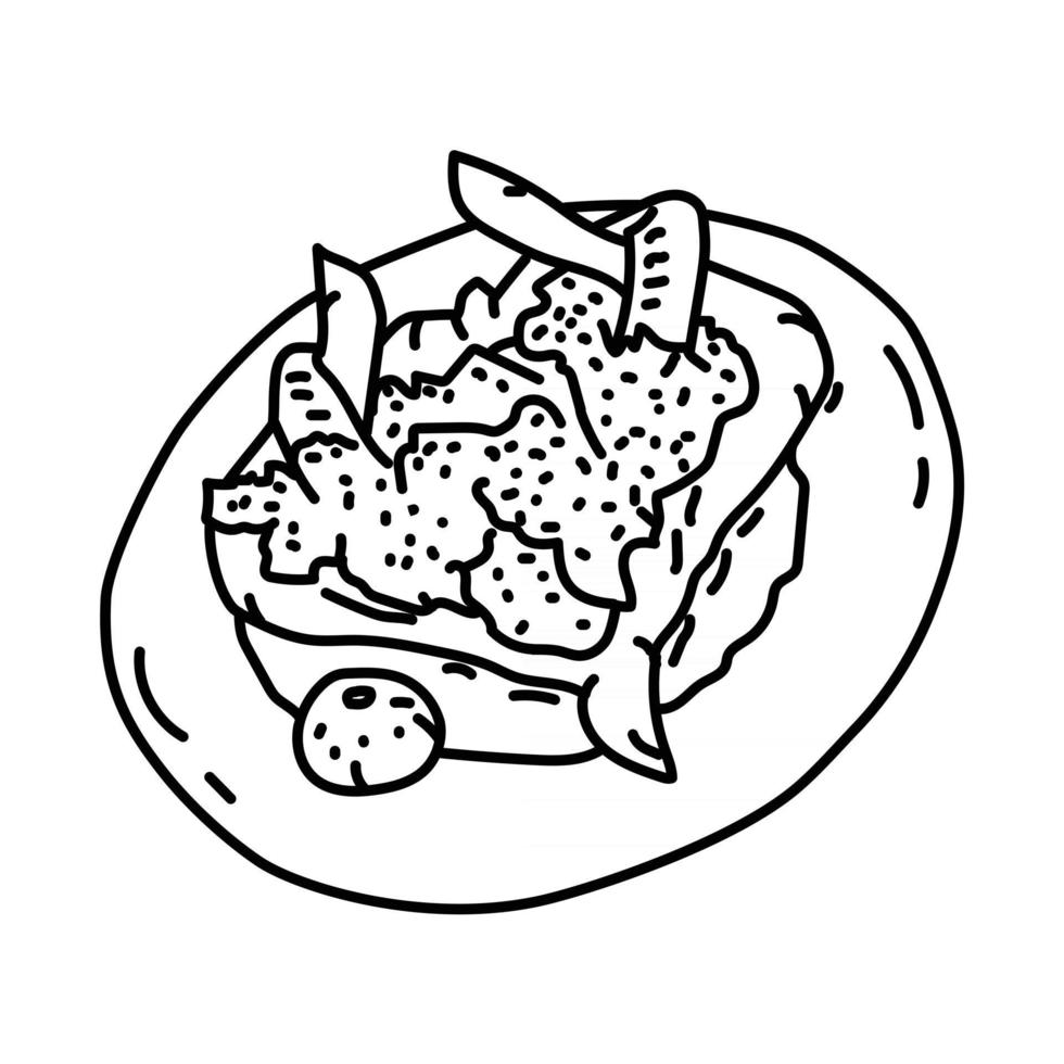 icono de ayam bakar taliwang. Doodle dibujado a mano o estilo de icono de contorno vector