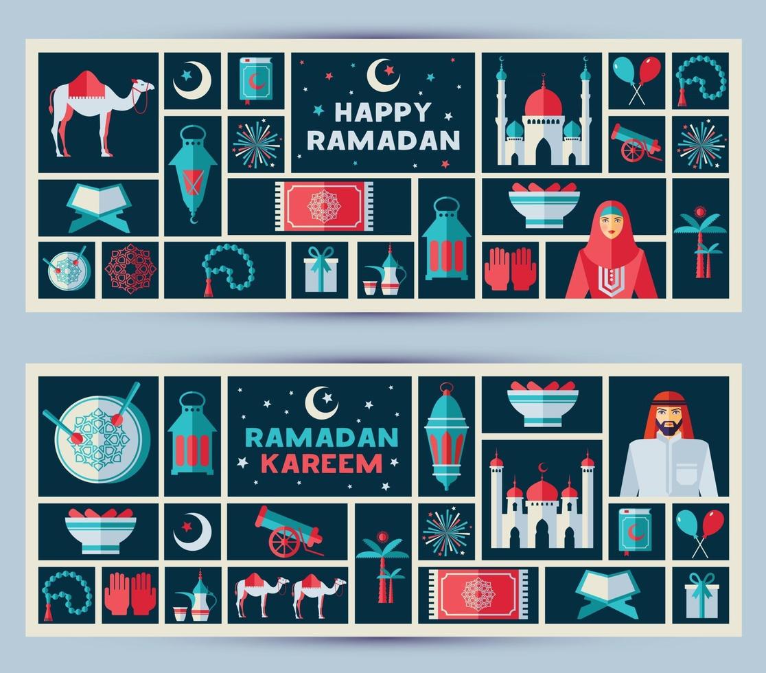 conjunto de iconos de ramadan kareem vector