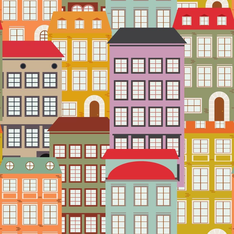 Little Town in retro Style. Vector Illustration