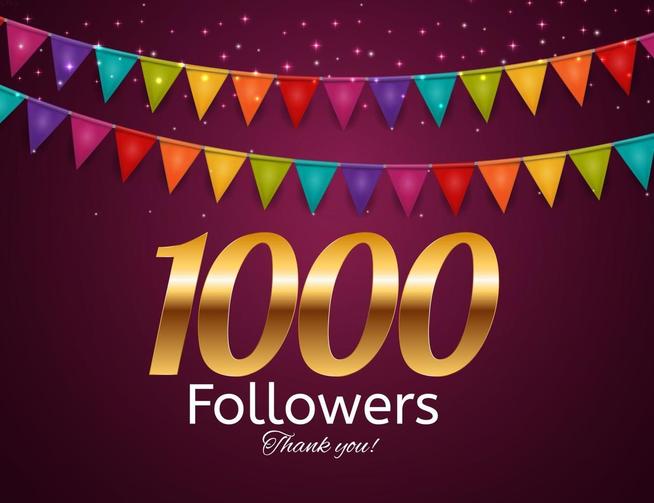 1000 Followers. Thank you. Vector Illustration Background