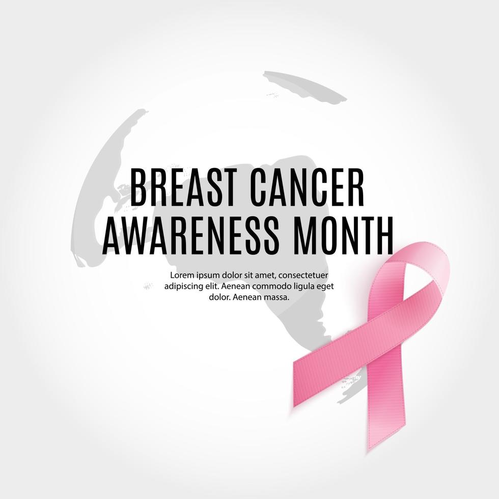 Breast Cancer Awareness Month Pink Ribbon Background Vector Illustration