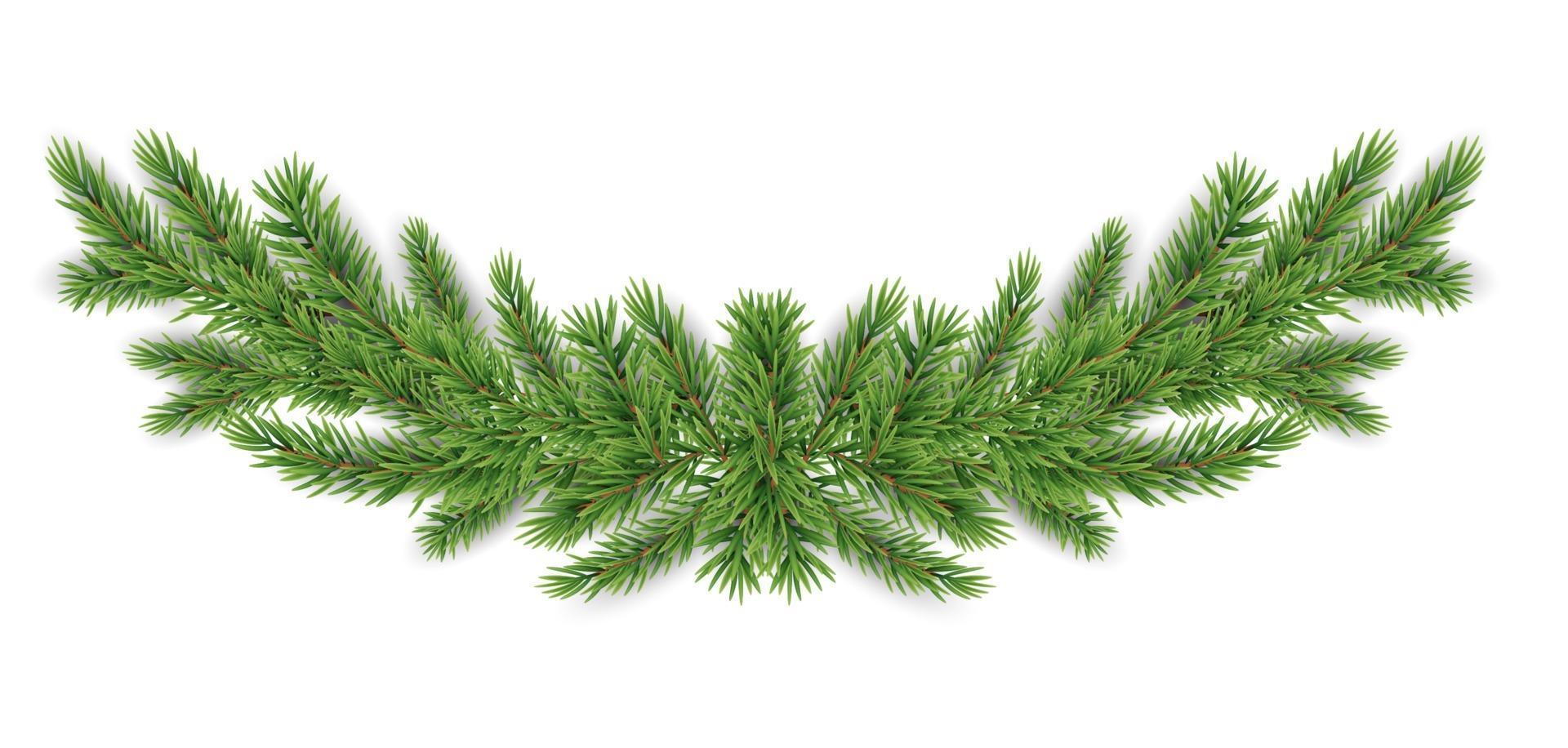 Christmas and New year realistic garland of fir branches. Vector Illustration