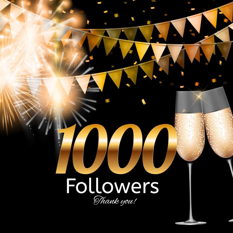 1000 Followers. Thank you. Vector Illustration Background