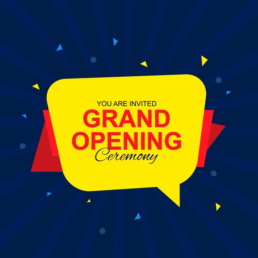 Grand Opening Card with Speech Bubble. Vector Illustration