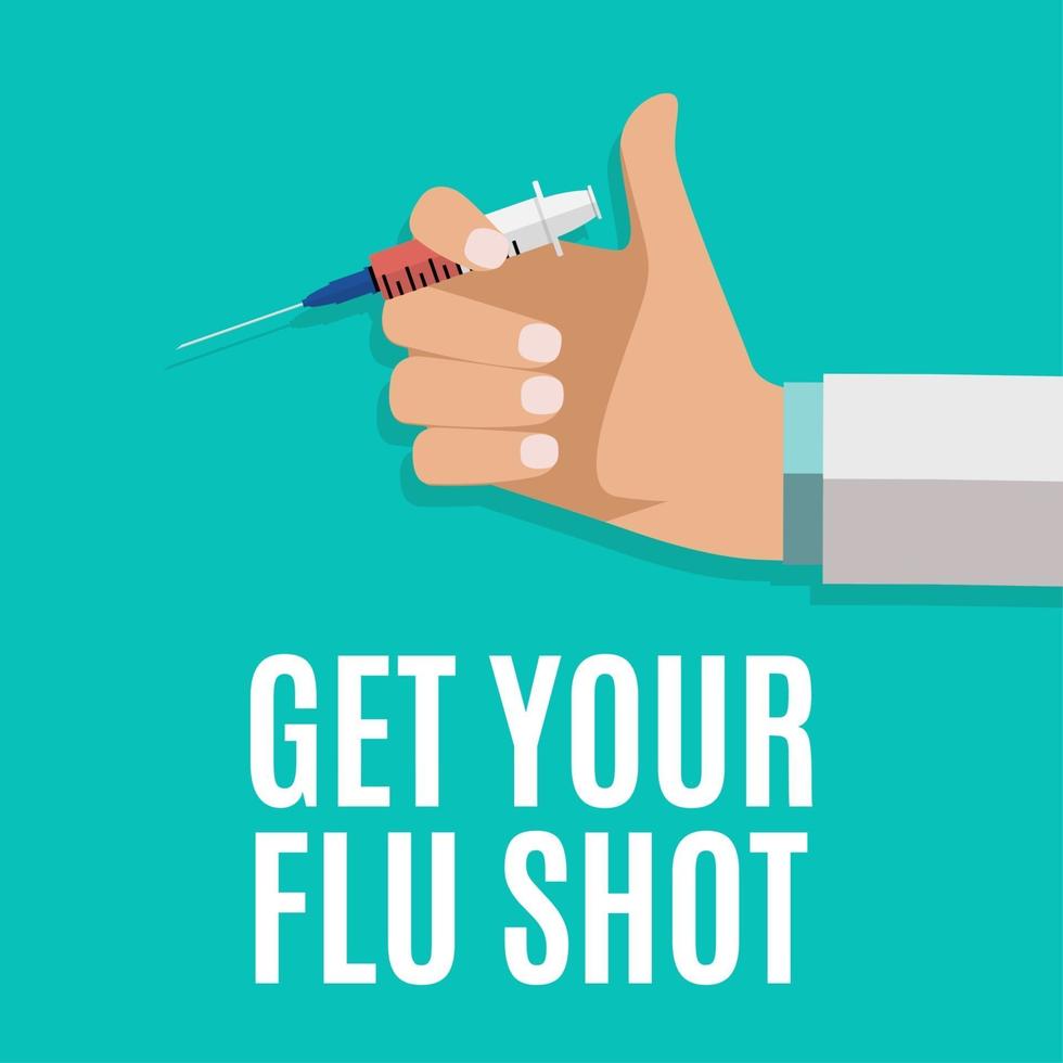 Get Your Flu Shot Vaccination concept flat background. Vector Illustration