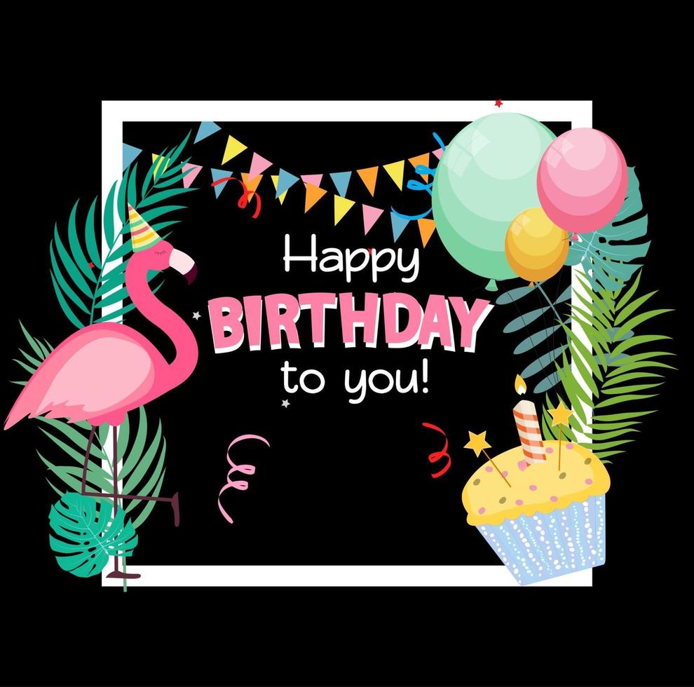 Birthday Card, Congratulation Template Vector Illustration