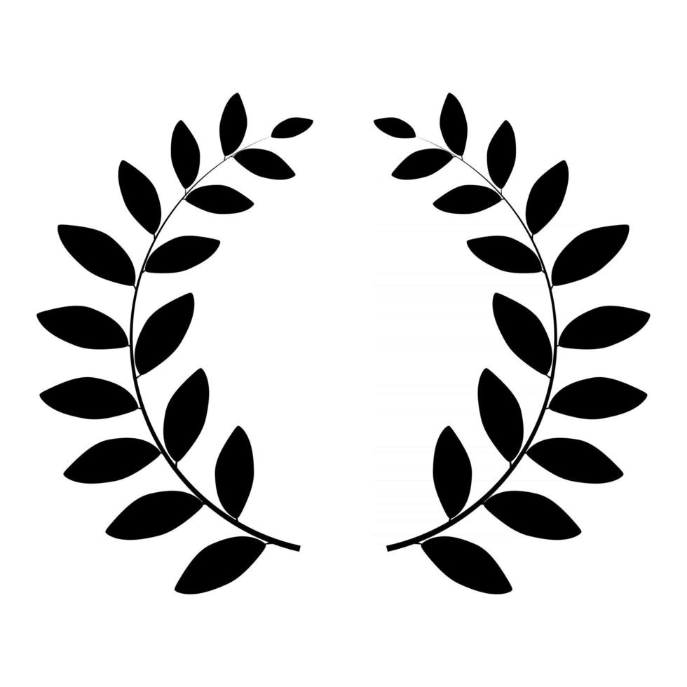 Laurel wreath silhouette isolated on white background. Vector Illustration
